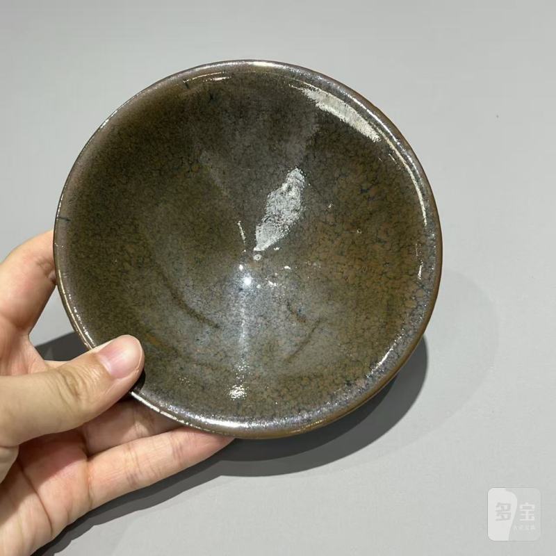 明代 黑釉油滴斗笠盏 - 图7